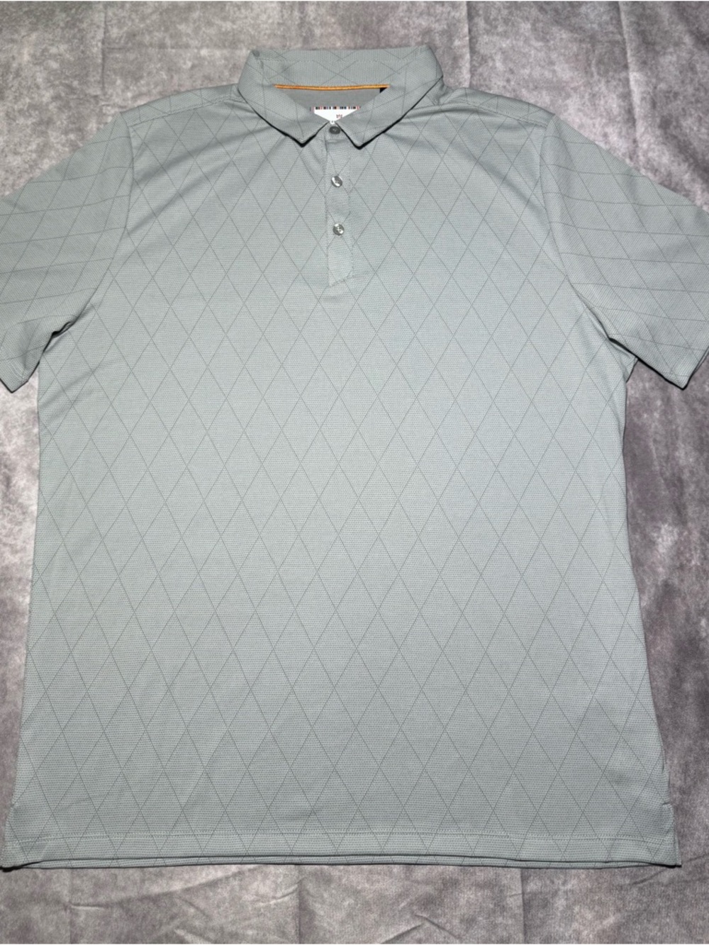 Modern Ambition Polo Shirt Mens L Gray Diamond Pattern Delightfully Technical